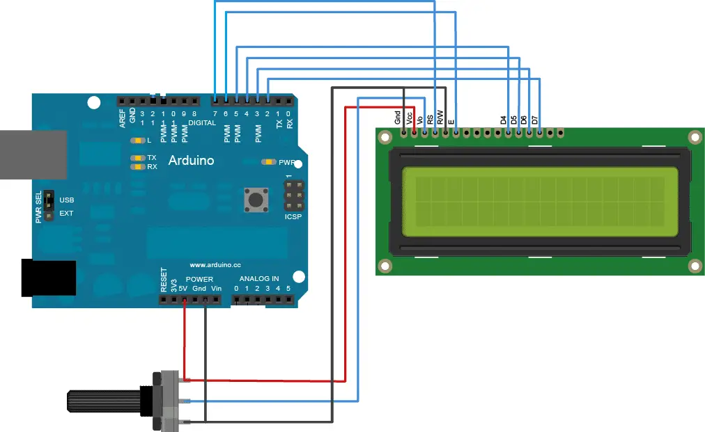 LCD to Arduino Connection Diagram