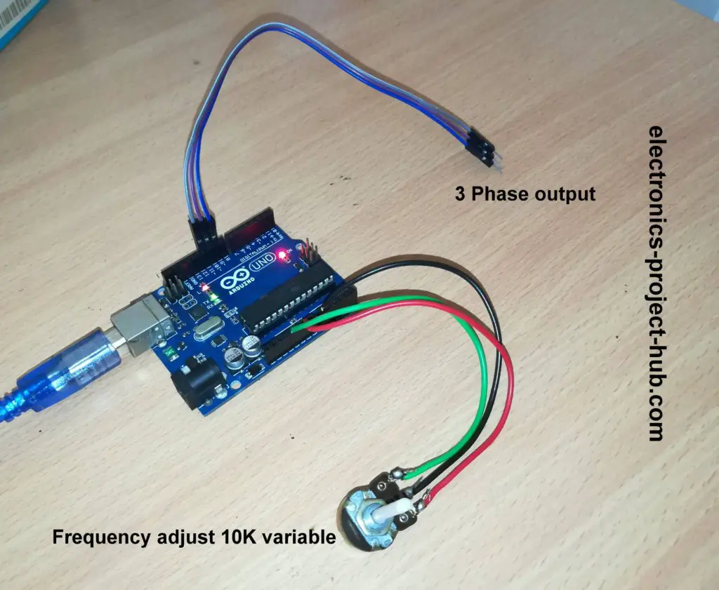 3 Phase Sine Wave Generator Circuit - Arduino