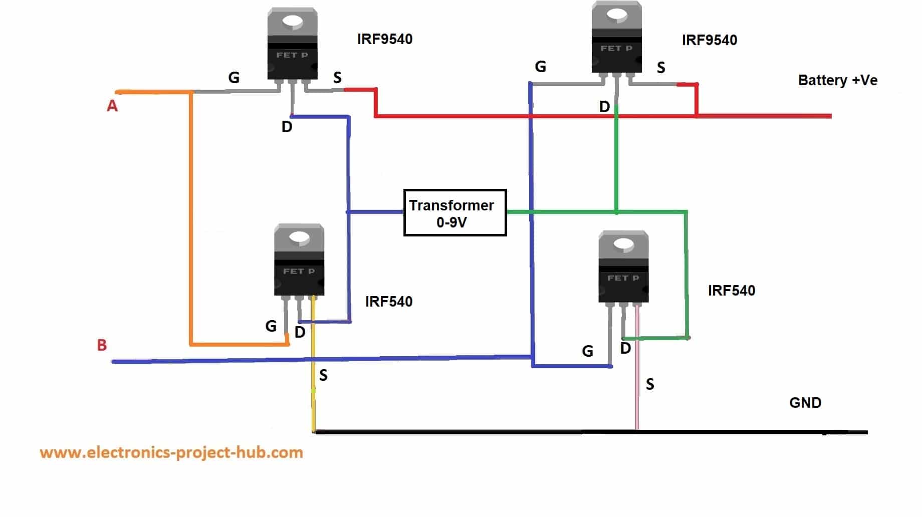 IC 555 Inverter Circuit Diagram DIY Electronics Projects   H Bridge 