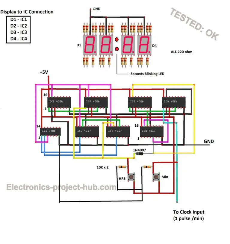 Digital Clock Circuit Using Ic 555 And Ic 4026 Diy Electronics Projects 1981