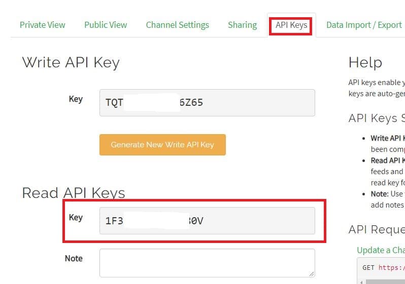 Thingspeak API Keys